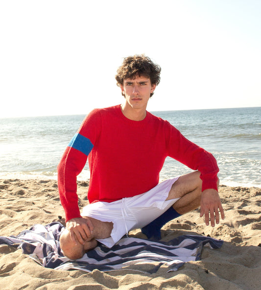 Hand Embroidered Alpaca - Light Weight Varsity Sweater